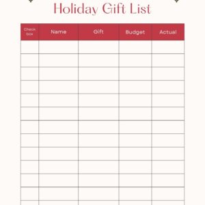 Holiday Gift Planner