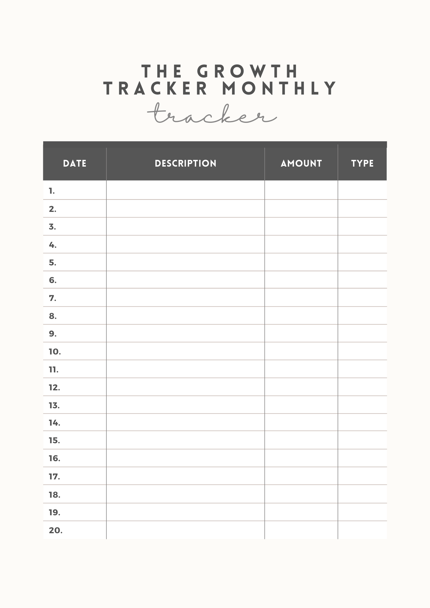 The Growth Tracker Monthly